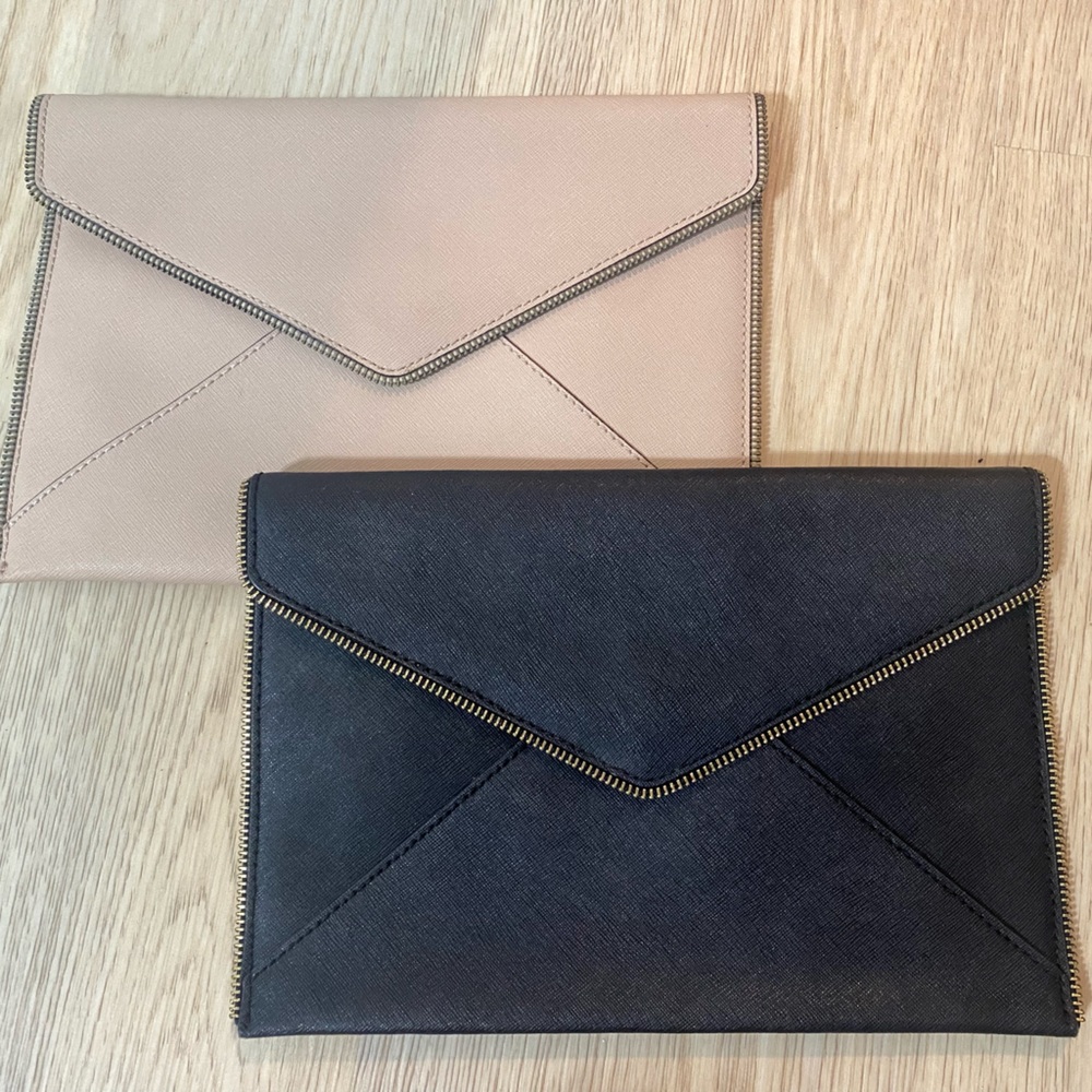 Double Trouble! Black and Pale Nude Pink Rebecca Minkoff Envelope Clutches - 2!